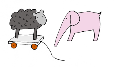 sheep and elephant by rachel burroughs