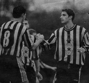 Aaron Hughes gets te first