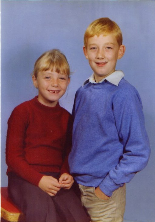 Scott and his sister at Ruislip Gardens Junior School, c. 1979/1980