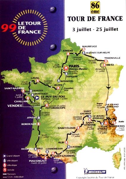 Route map of 1999 Tour de France
