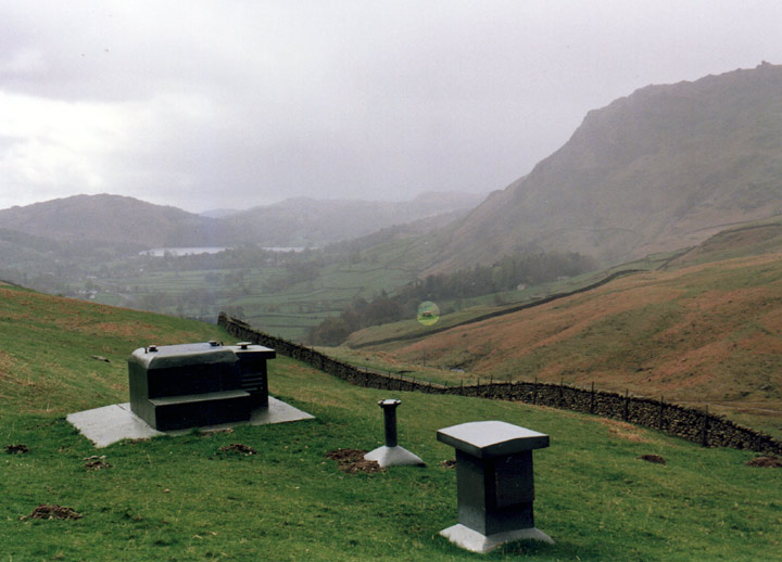 Grasmere ROC Post behind the listed AA telephone box at the top of dunmail raise