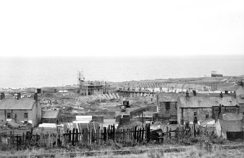 Looking out to sea over the settling tanks and slaker unit, 17th August 1940.