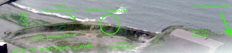 1985 aerial view of part of the battery site