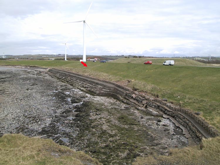 Along the (north) sea-wall showing where the north searchlight was located.