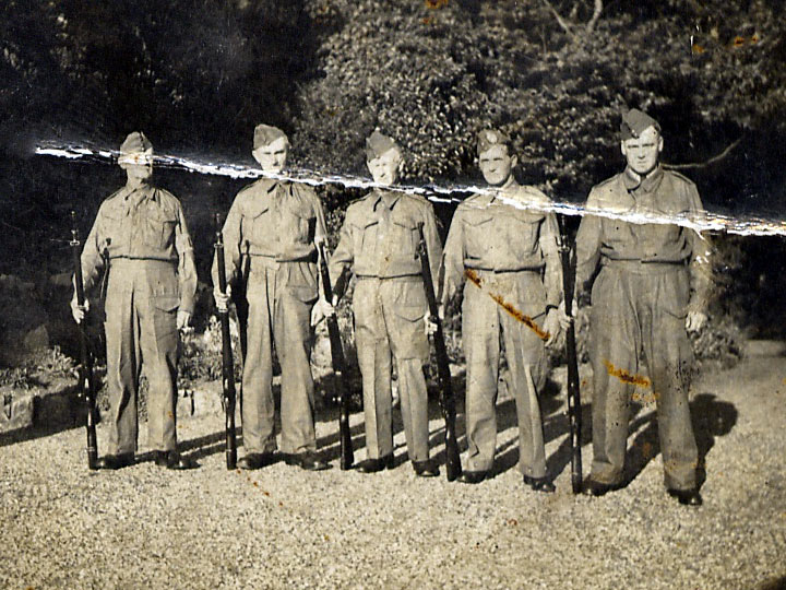 Battalion of Home-Guard in Workington, Clarence Postlethwaite (GPO Battalion) extreme RHS.