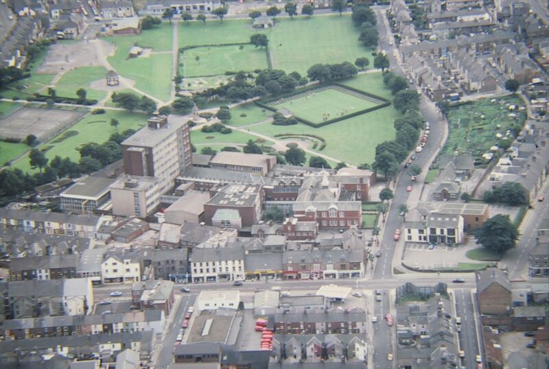 Please be patient; this image is 90kb large!  Workington Technical College from the air, Summer 1985.