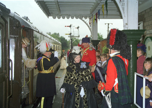Queen Victoria and entourage disembarking. October 1997. 