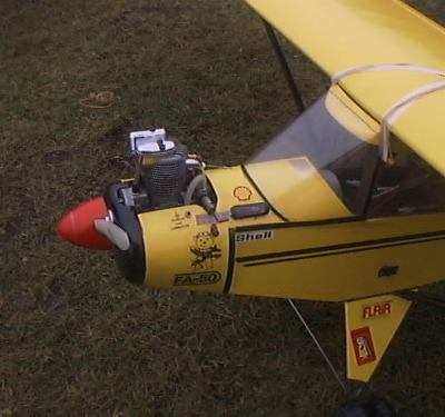 Picture of Davids 4-stroke engine in a PiperCub