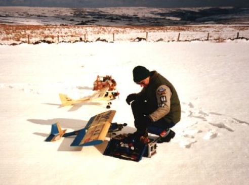Steve getting ready to Fly from the snow