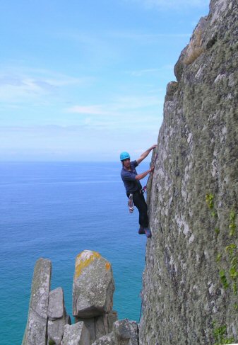 Climbing in Cornwall.