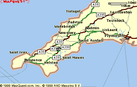 Map of Cornwall