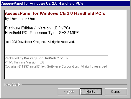 DeveloperOne's AccessPanel Platinum Edition v1.0 - Installation Screen