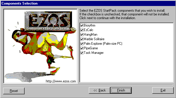 EZOS StartPack 1.03 - PC Installation Screen