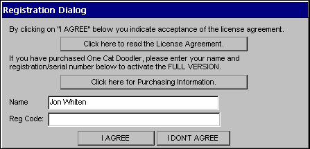 One Cat Doodler - Registration Dialogue